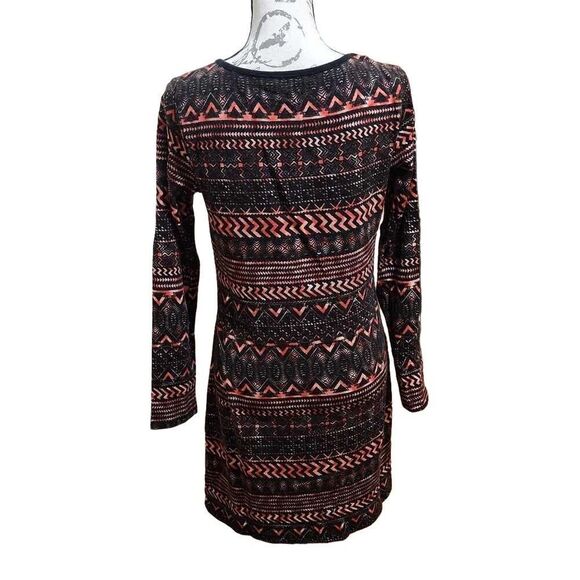 Aryeh Red & Black Patterned Sweater Dress with Cutout Neckline- Size Medium - Picture 4 of 7